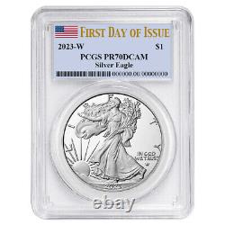 Presale 2023-W Proof $1 American Silver Eagle PCGS PR70DCAM FDOI Flag Label