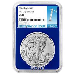 Presale 2024 $1 American Silver Eagle 3pc Set NGC MS70 FDI First Label Red Whi