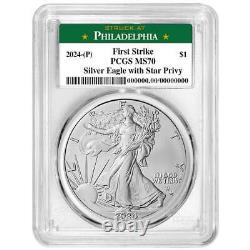 Presale 2024 (P) $1 American Silver Eagle Star Privy PCGS MS70 FS Philadelp