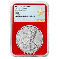 Presale 2024-W Burnished $1 American Silver Eagle NGC MS70 FDI West Point S