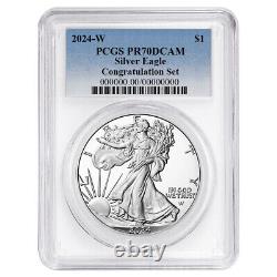 Presale 2024-W Proof $1 American Silver Eagle Congratulations Set PCGS PR70DCA
