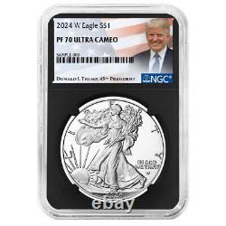 Presale 2024-W Proof $1 American Silver Eagle NGC PF70UC Trump Label Retro Cor