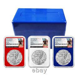 Presale 2025 $1 American Silver Eagle 3pc Set NGC MS70 ER Black Label Red W