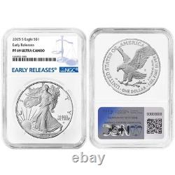 Presale 2025-S Proof $1 American Silver Eagle NGC PF69UC ER Blue Label