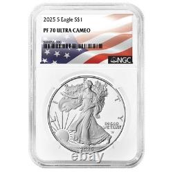 Presale 2025-S Proof $1 American Silver Eagle NGC PF70UC Flag Label