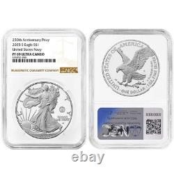 Presale 2025-S Proof $1 American Silver Eagle Navy Privy NGC PF69UC Brown