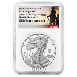 Presale 2025-S Proof $1 American Silver Eagle Navy Privy NGC PF69UC Military