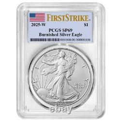 Presale 2025-W Burnished $1 American Silver Eagle PCGS SP69 FS Flag Label