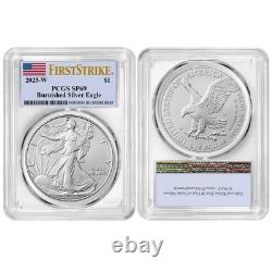 Presale 2025-W Burnished $1 American Silver Eagle PCGS SP69 FS Flag Label