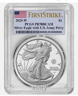 Presale 2025-W Proof $1 American Silver Eagle Army Privy PCGS PR70DCAM FS F