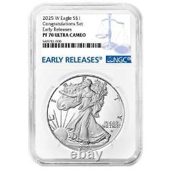 Presale 2025-W Proof $1 American Silver Eagle Congratulations Set NGC PF70U