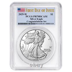 Presale 2025-W Proof $1 American Silver Eagle Congratulations Set PCGS PR70