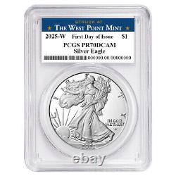 Presale 2025-W Proof $1 American Silver Eagle PCGS PR70DCAM FDOI West Point
