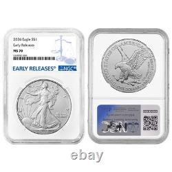 Presale 2026 $1 American Silver Eagle NGC MS70 ER Blue Label