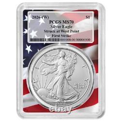 Presale 2026 (W) $1 American Silver Eagle PCGS MS70 FS Flag Frame