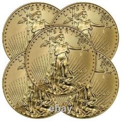 Presale Lot of 5 2021 $5 American Gold Eagle 1/10 oz Brilliant Uncirculated