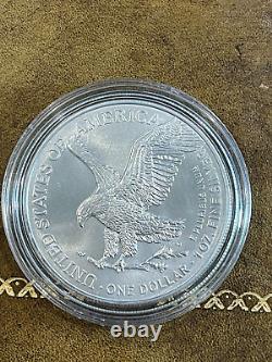 Qty 5 2023 Silver Eagles, BU 1 oz ea. In capsules with Cert great coins 5 Ounces