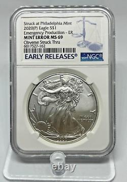 RARE 2020 (P) American Silver Eagle Emergency Production Mint Error MS69/NGC