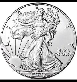 Random Date American Silver Eagle (1 oz) $1 BU Five 5 Coins