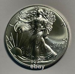 Roll 2021 1 oz American Silver Eagle $1 Coin, Type 2.999 Fine Silver, BU