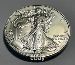 Roll 2021 1 oz American Silver Eagle $1 Coin, Type 2.999 Fine Silver, BU