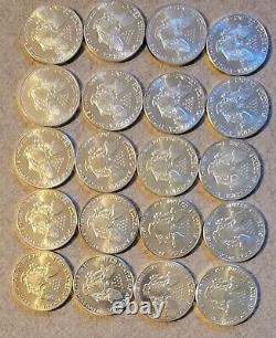 Roll 20 plus 1 BU 1986 American Silver Eagle 21 Coins Orange Tube $1 U. S. Mint