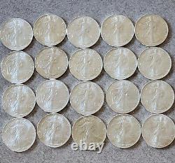 Roll 20 plus 1 BU 1986 American Silver Eagle 21 Coins Orange Tube $1 U. S. Mint