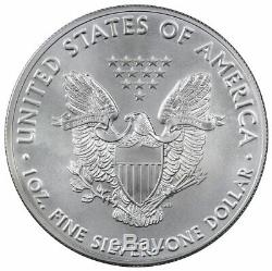 Roll of 20 2016 1 oz. 999 Fine American Silver Eagle BU Coins in Mint Tube
