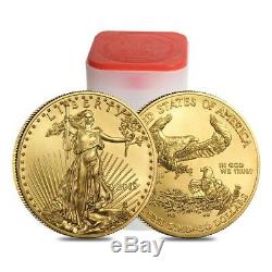 Roll of 20 2019 1 oz Gold American Eagle $50 Coin BU (Lot, Tube of 20)