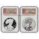 Set Of 2 2012-s $1 Silver Eagles Ngc Pf69 And Pf69ucam Proof Rev Pr Sf Mint Coin