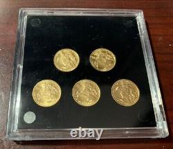 Set of 5 2008 1/10th Oz Gold $5 Five Dollar Bullion American Eagle Coins