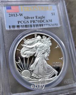 Silver American Eagle-West Point Mint-PCGS-FS-PR70DCAM-Slabed US Flag Blue Label