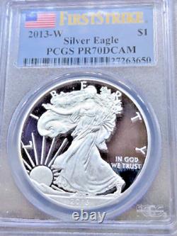 Silver American Eagle-West Point Mint-PCGS-FS-PR70DCAM-Slabed US Flag Blue Label