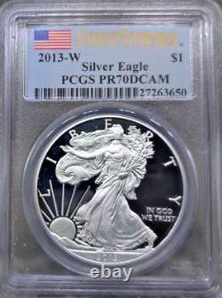 Silver American Eagle-West Point Mint-PCGS-FS-PR70DCAM-Slabed US Flag Blue Label