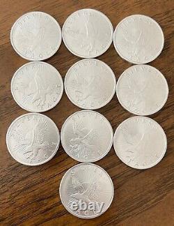 Silver Eagle One Troy Ounce. 999 Fine Silver Coins Sunshine Minting (10) total
