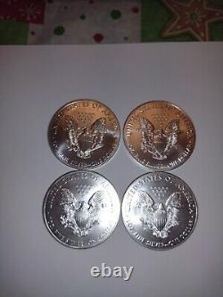 Silver Eagles Lot Of 4 (2020,2016,2011,2014)