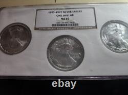Silver Eagles Ms 69 In 3 Piece Set