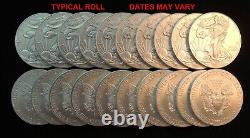 Silver Eagles Roll of 20 Mixed Date US 1 ounce coins Mint State Free Shipping