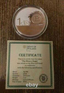 Sol Noctis Binary Eagle 1 Bitcoin Cent BTC 2014 Silver Round Coin Mint of Poland