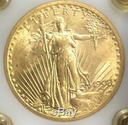 Super 1908 P Ms S$20 Gold St. Gaudens Double Eagle Us Mint Coin No Motto Gem Bu