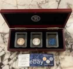The 2017 American Silver Eagle Freedom Limited Edition 3 Coins In Bradford Box