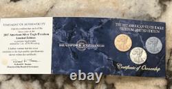 The 2017 American Silver Eagle Freedom Limited Edition 3 Coins In Bradford Box