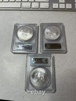 Three American silver eagle first strike 2013 S W first strikeMS 70