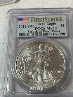 Three American silver eagle first strike 2013 S W first strikeMS 70