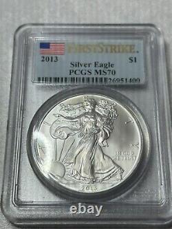 Three American silver eagle first strike 2013 S W first strikeMS 70