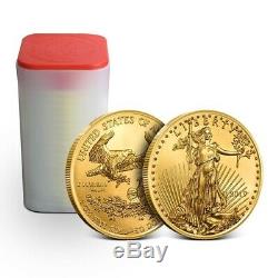 Tube of 20 2019 1 oz Gold American Eagle Coin $50 Gem BU Mint Fresh Roll