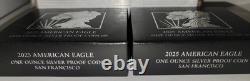 (Two) 2025-S American Eagle One Ounce Silver Proof Coins OGP