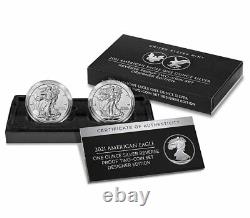 US MINT- DESIGNER EDITION 2021 Silver American Eagle REVERSE PROOF Two-Coin Set