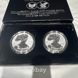 US Mint American Eagle 2021 One Ounce Silver Reverse Proof Two-Coin Set 21XJ