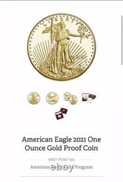 US Mint One Ounce Proof Gold American Eagle 2021-W 21EB In Hand